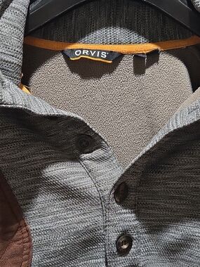 Orvis Gray Knit Top with Orange Trim
